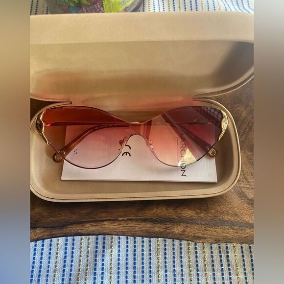 Chloe CE163S 823 Sunglasses Women's Gold/Pink Gradient Lens Fashion Shield 60mm - Picture 8 of 12